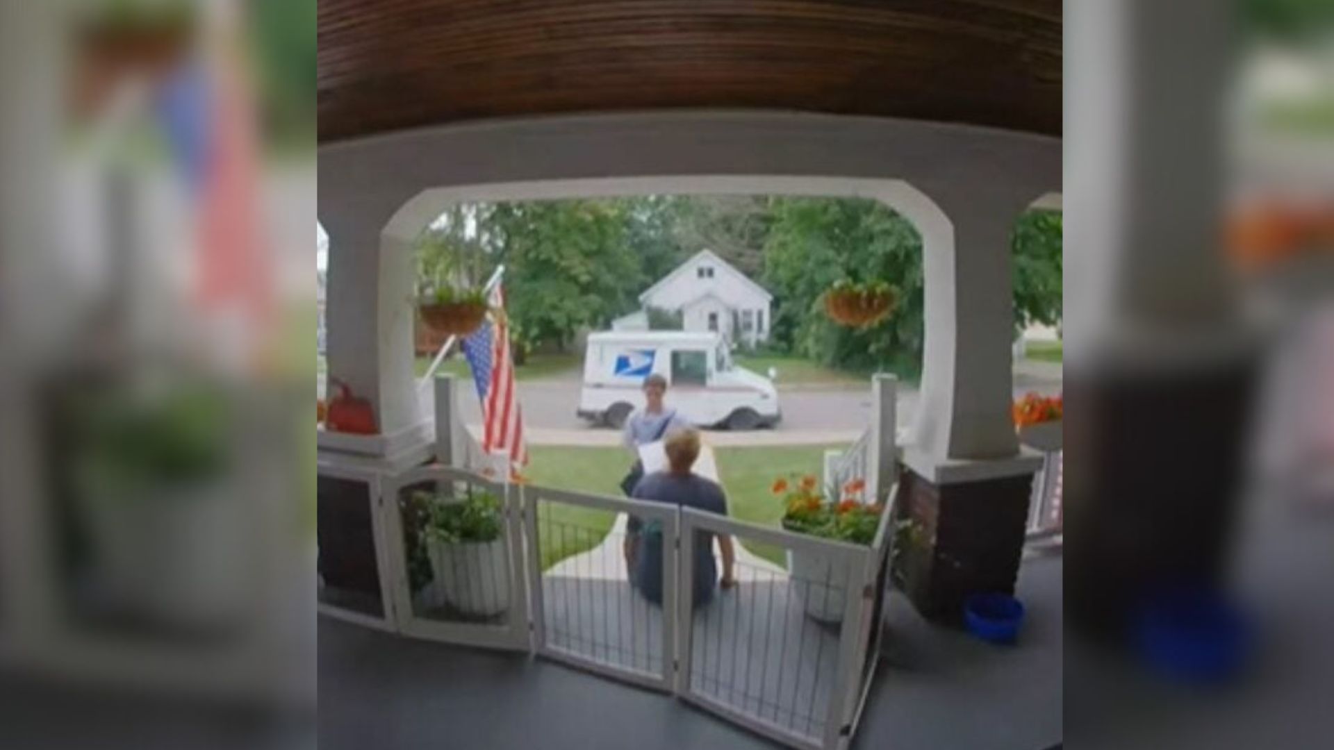 woman sitting on porch