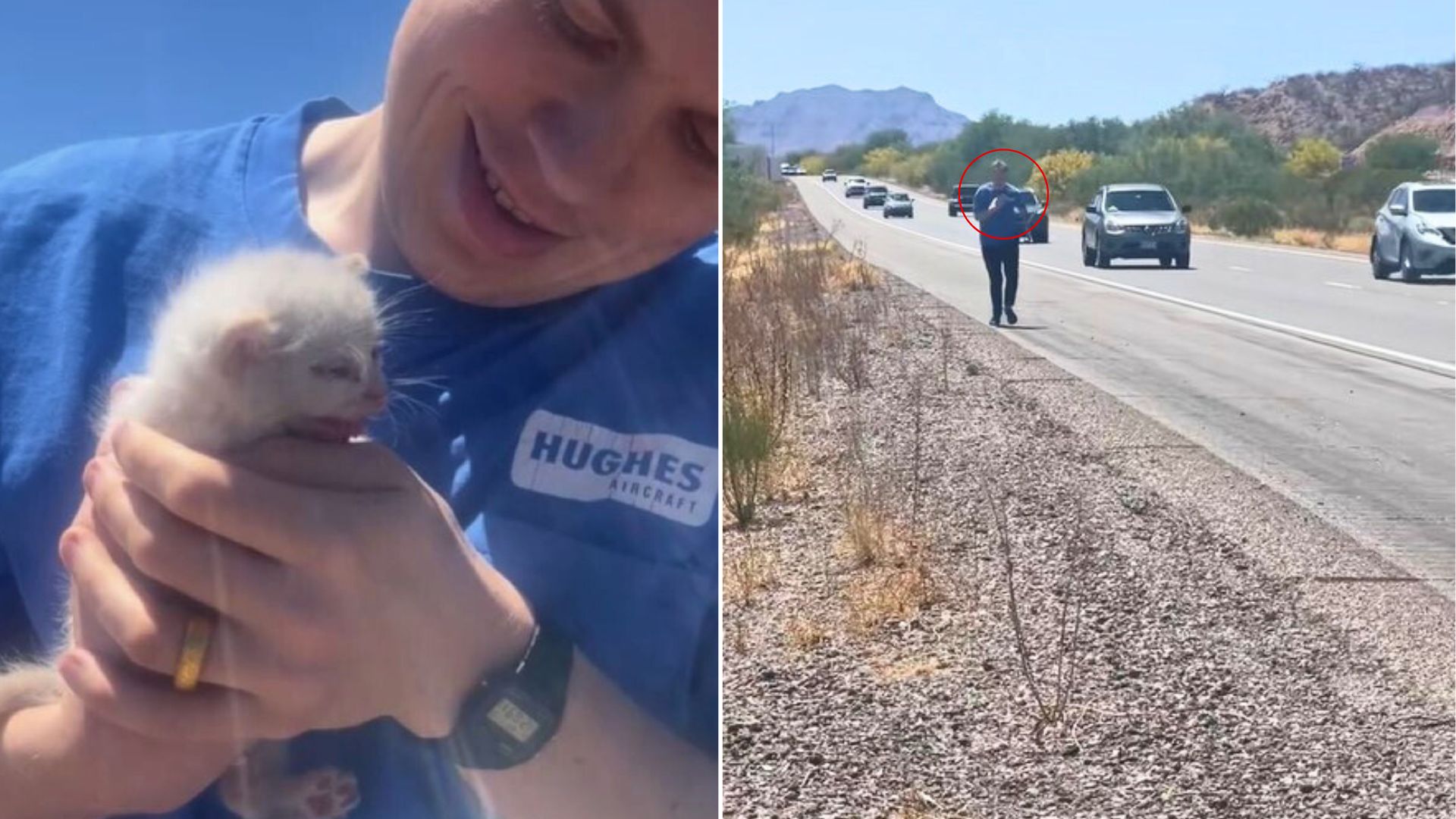 man holding a tiny kitten