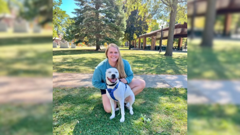 woman and dog