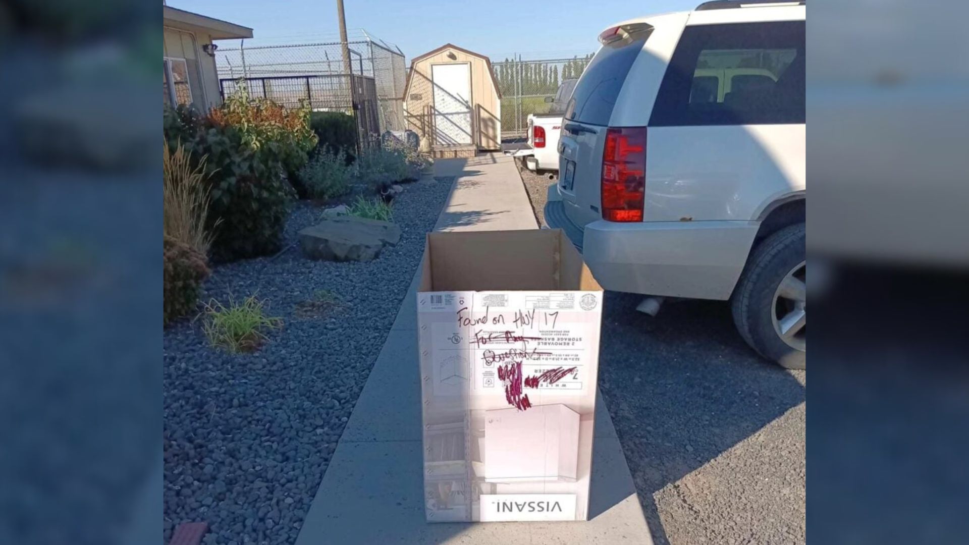 box on sidewalk