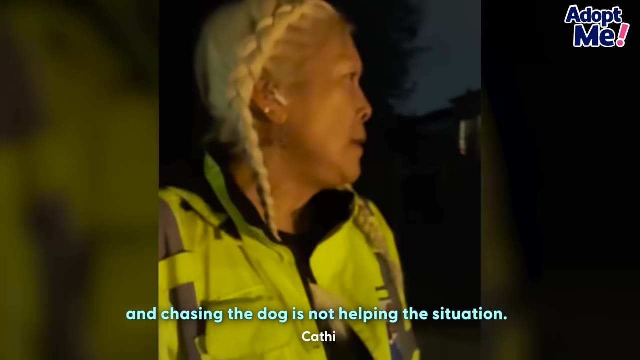 A woman with blonde braided hair wearing a high-visibility yellow jacket looks off to the side at night.