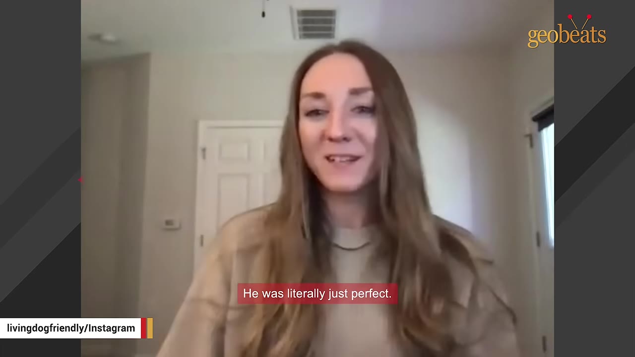 A woman with long brown hair smiling while speaking in an interview, with a subtitle that reads 'He was literally just perfect.'